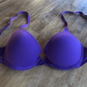 PINK Push-up Bra 34B, Purple with Pink Lining
